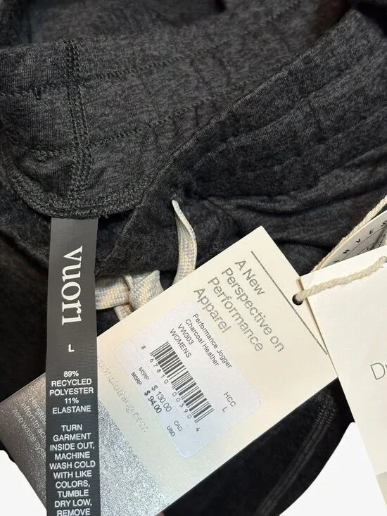 NWT Vuori Performance Jogger Large Charcoal Heather DreamKnit™ NEW Price Firm - Picture 4 of 6